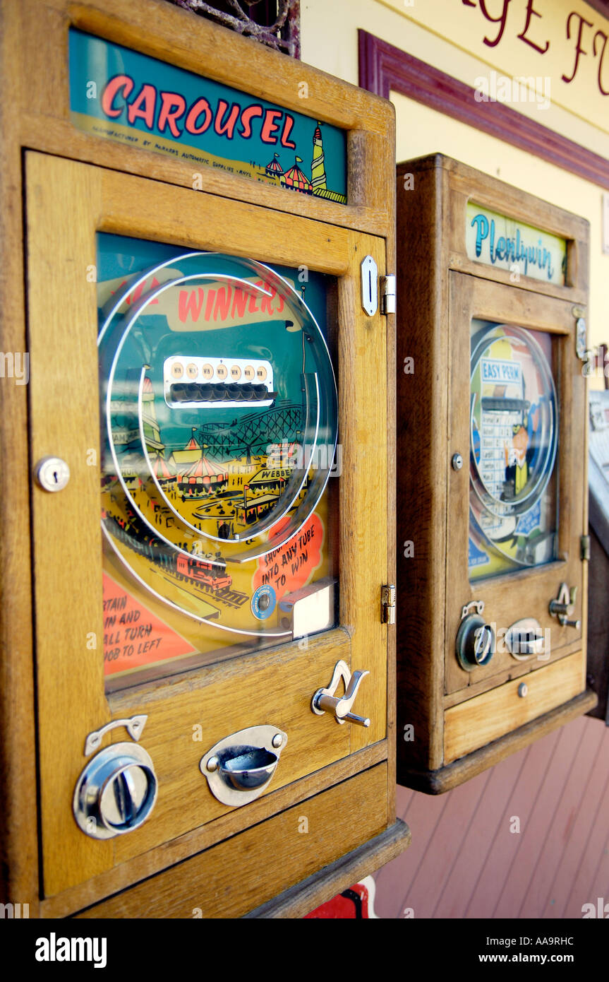 Antique slot gaming machines Stock Photo Alamy