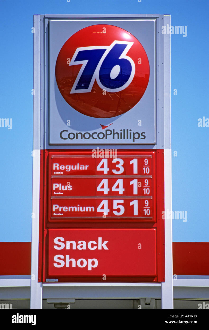 "Conoco "gas station" sign, showing possible future price of four ^US