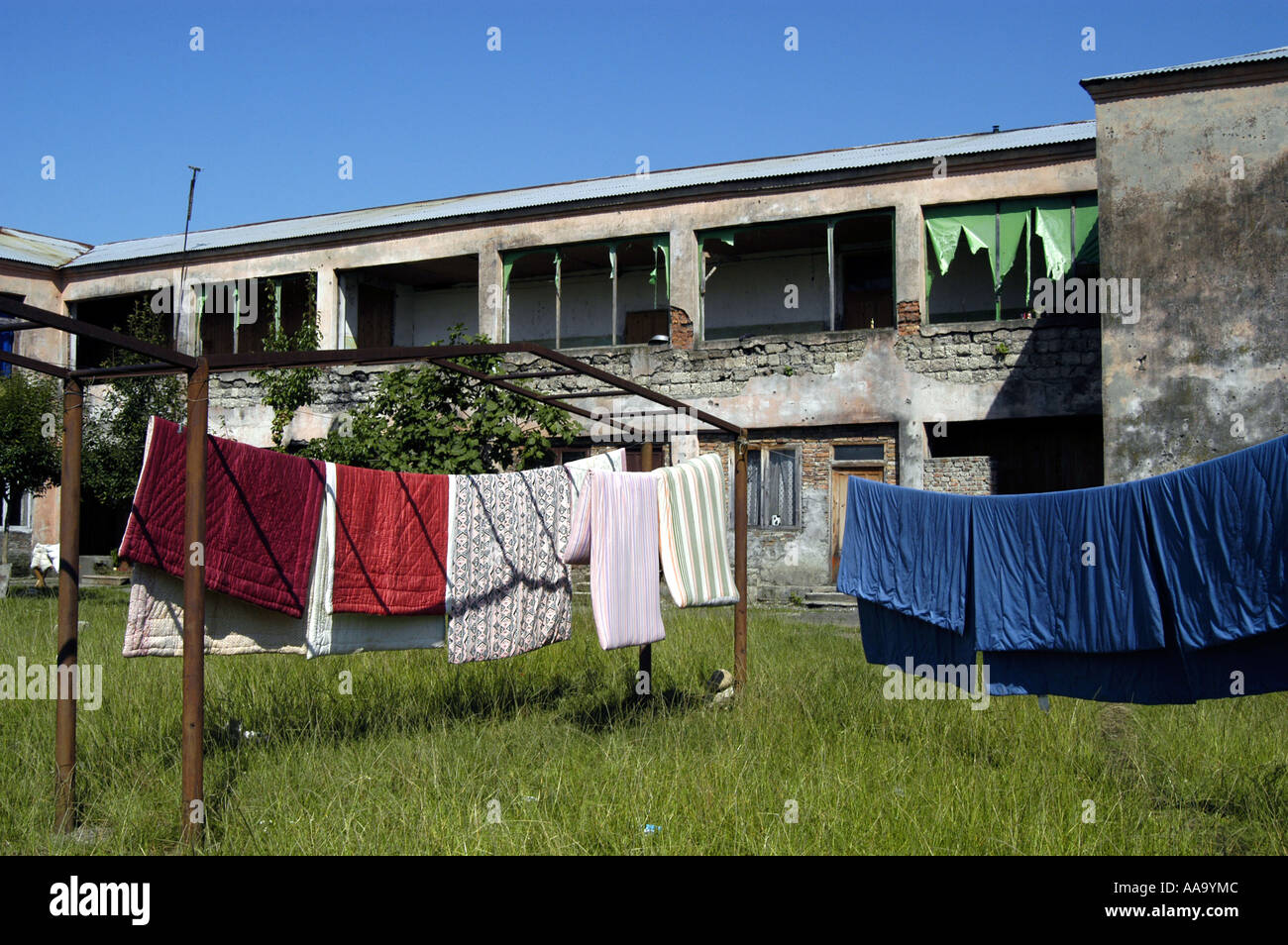 In the garden of a refugee house, Zugdidi, Republic of Stock