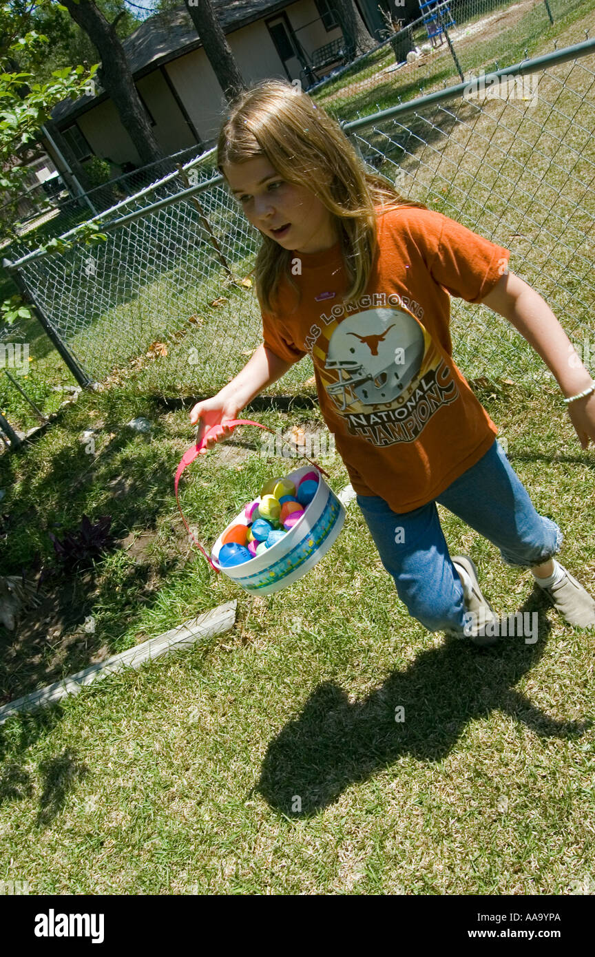 Girl Hunting For Easter Eggs Stock Photo Alamy