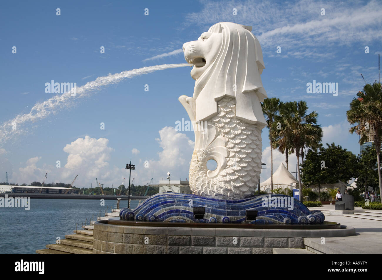 SINGAPORE CITY ASIA May The iconic statue of the Merlion with the head ...