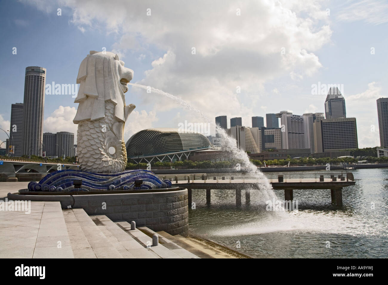 SINGAPORE CITY ASIA May The iconic statue of the Merlion with the head ...