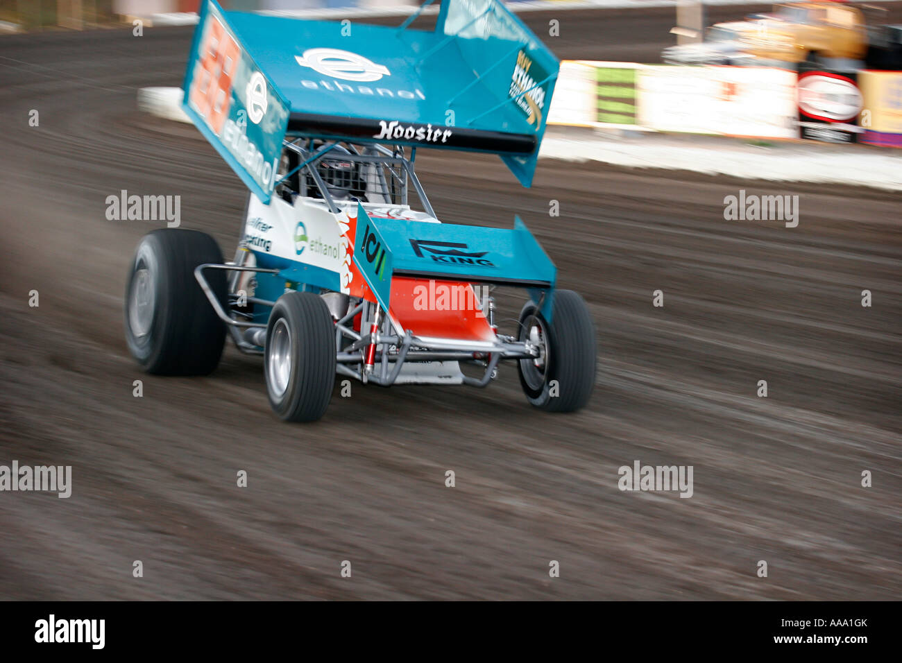 Ethanol powered race car on dirt track Stock Photo Alamy