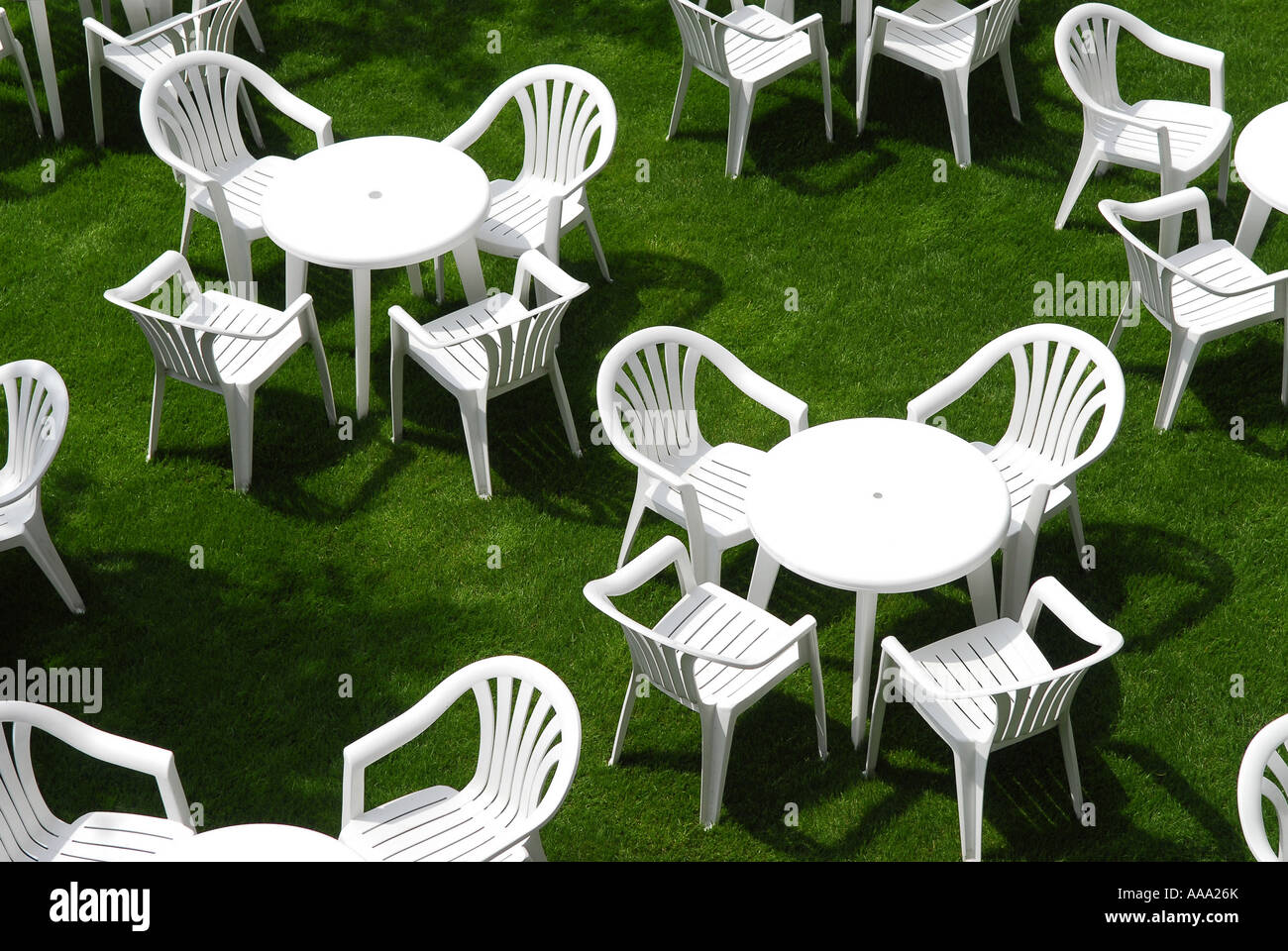 White Plastic Garden Furniture Stock Photo Alamy
