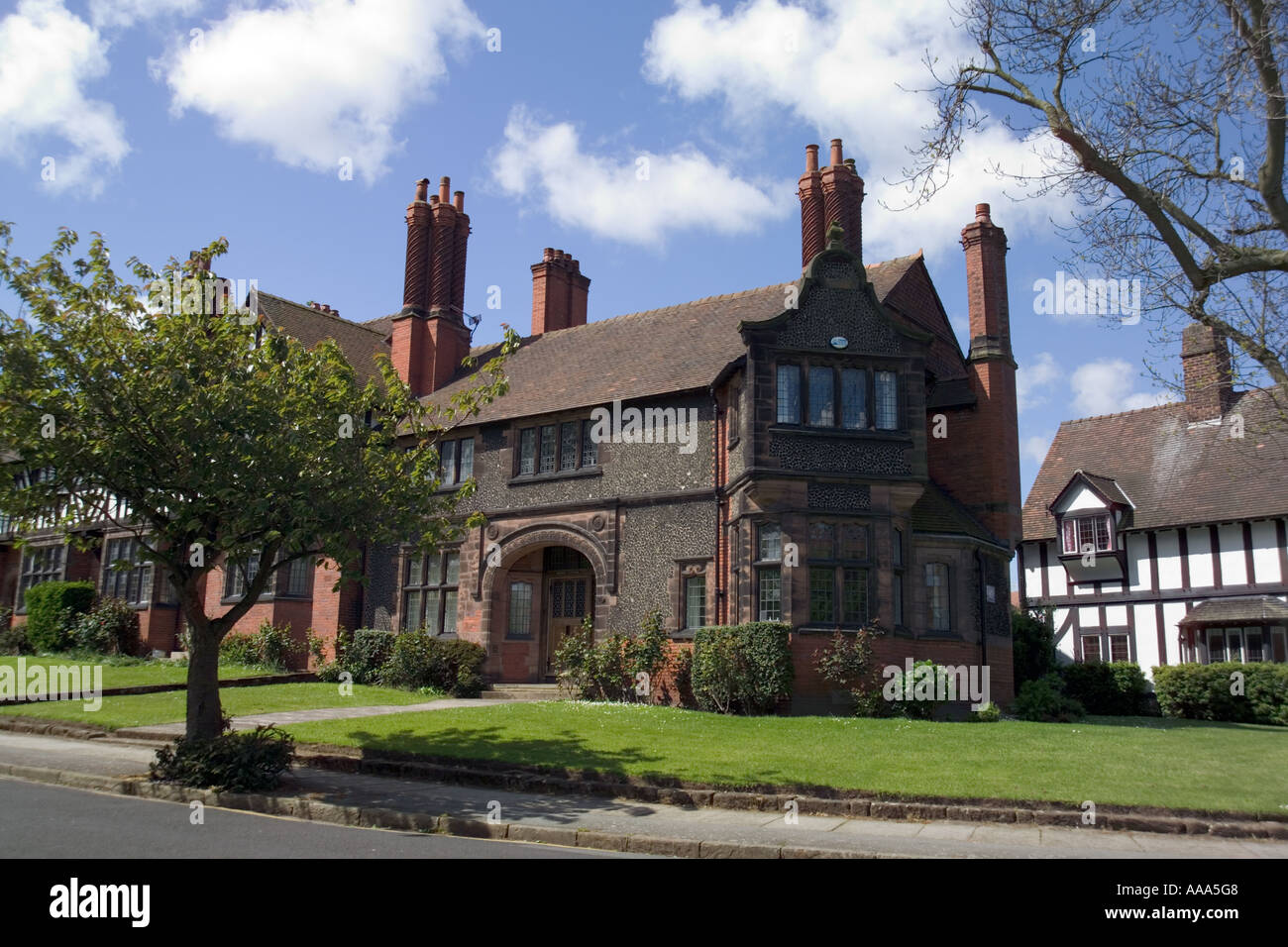 Bridge Cottage the house that Lord Leverhulme lived in Port Sunlight,Wirral,Cheshire,Birkenhead,England,UK,GB, Stock Photo