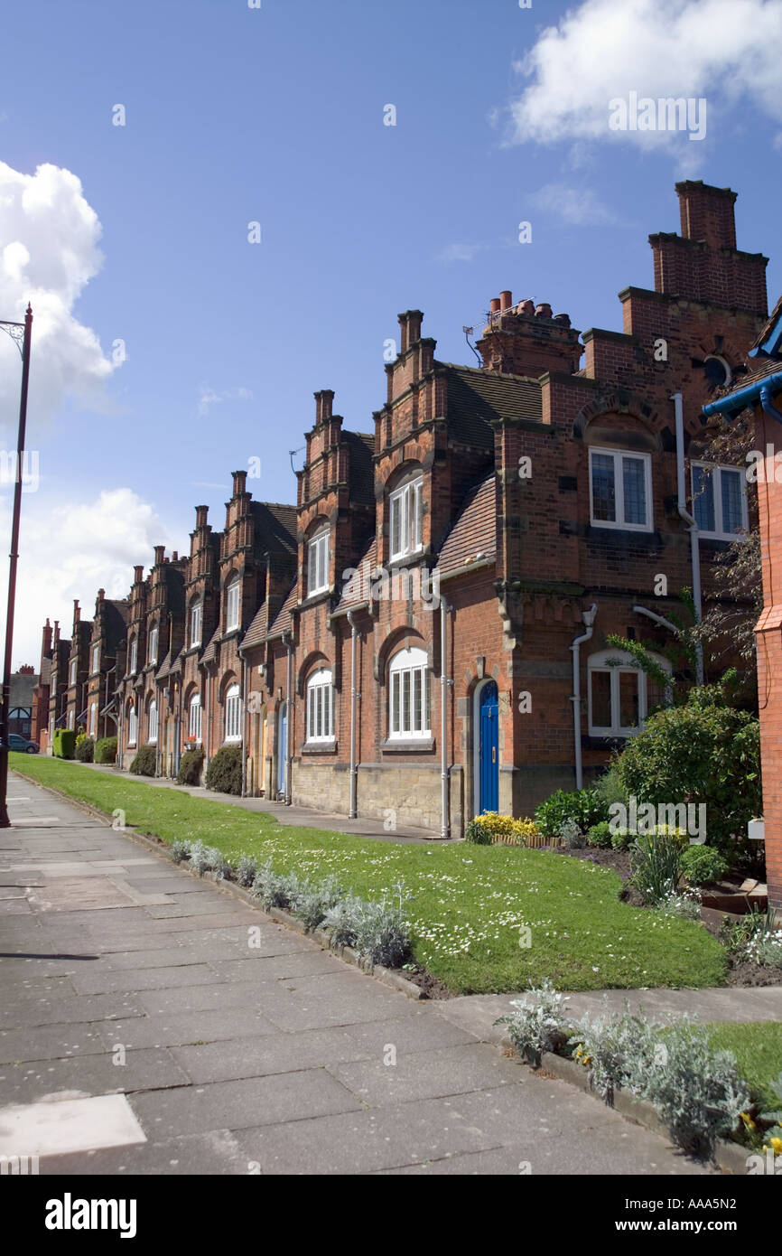 Row of Houses at Port Sunlight,Wirral,Cheshire,England,UK,GB Stock