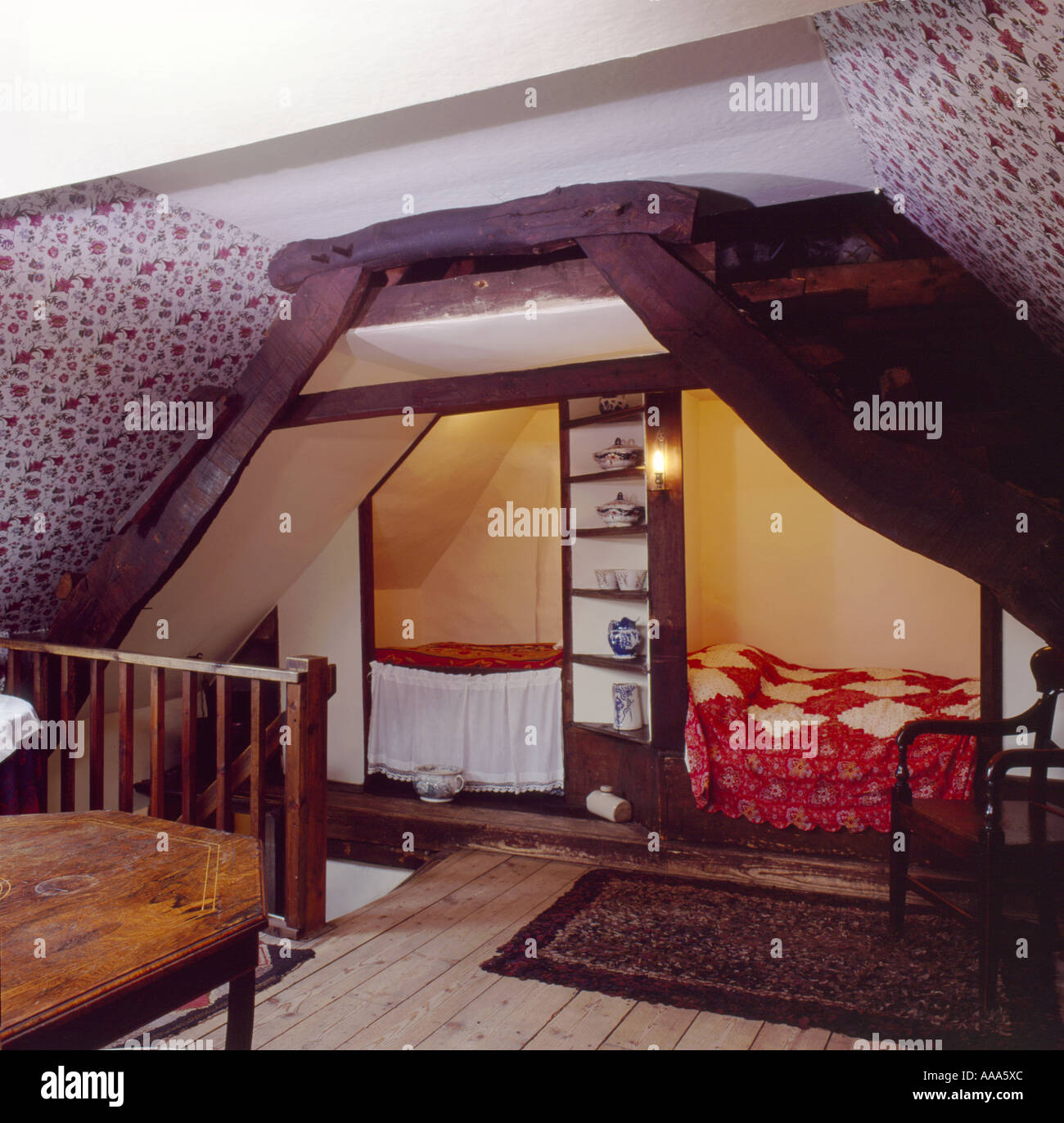 Interior of a reconstructed weavers cottage in Scotland Stock Photo - Alamy