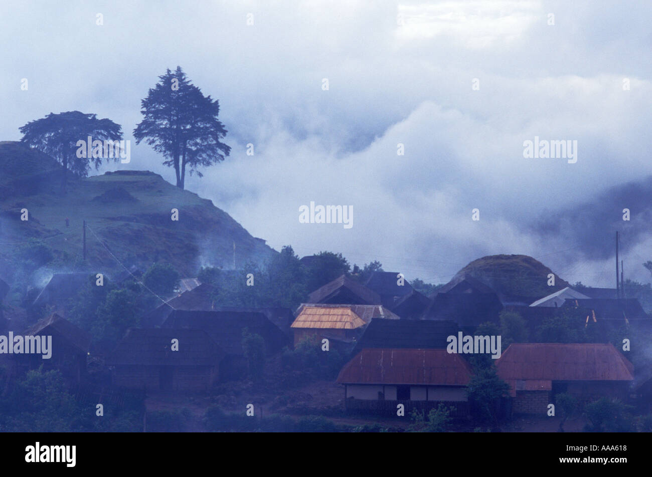 san mateo ixtata in the highlands of guatemala covered in mountain mist Stock Photo
