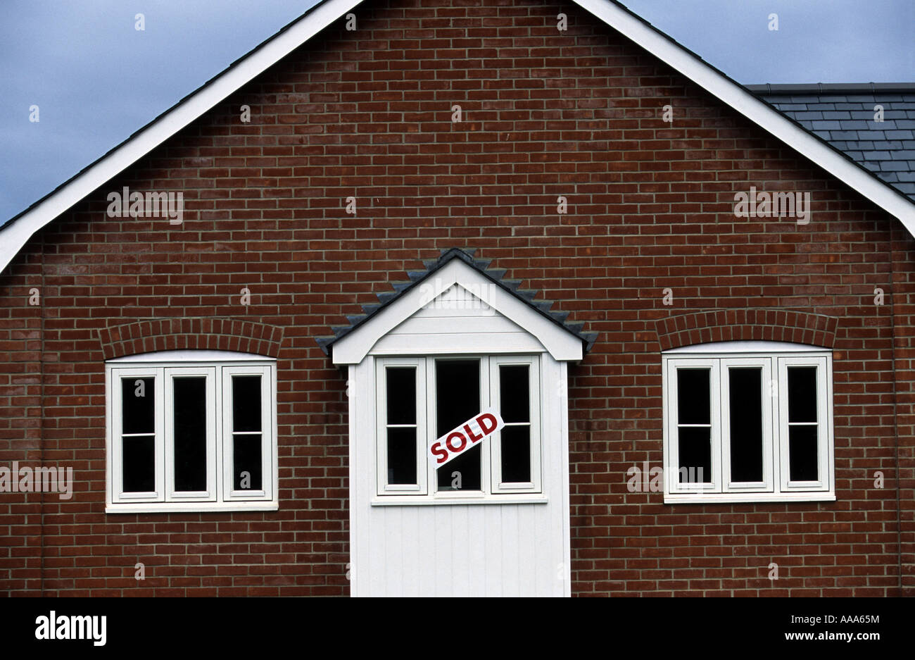 A newly built house with sold sign, Melton Hill, Woodbridge, Suffolk