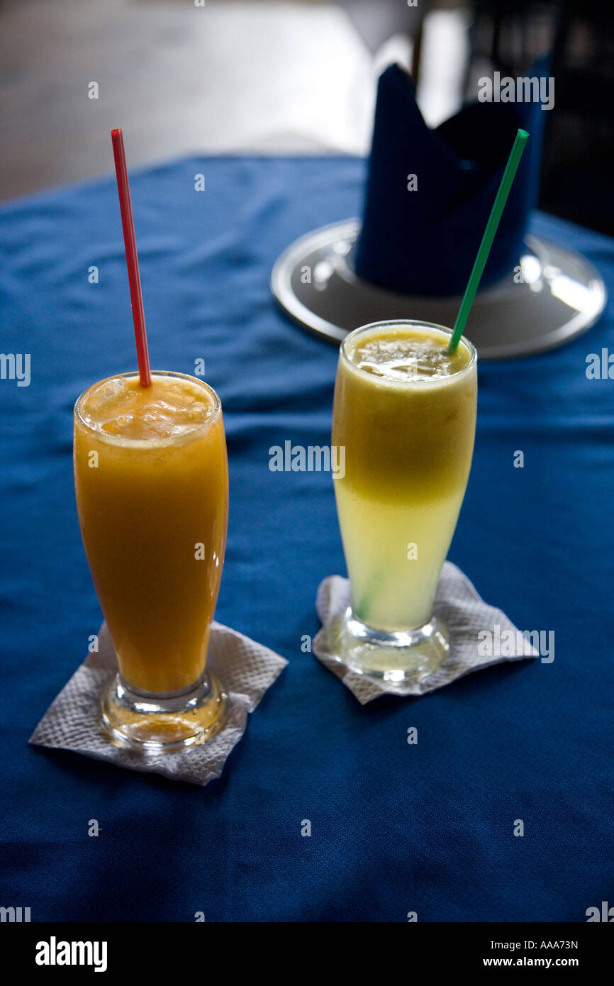 Brazil Juice drinks at Mercado Modelo Restaurant Salvador Bahia A glass of orange juice Caja and