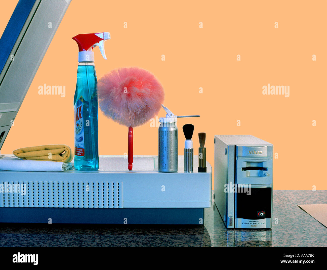 helpers for scanning flatbed scanner and film scanner  Stock Photo