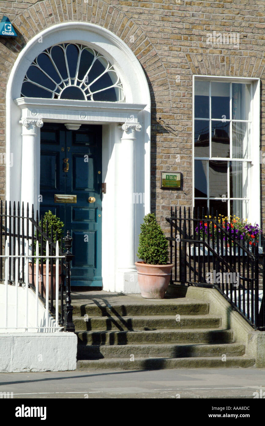 Merrion Square Dublin Ireland georgian style front door Stock Photo