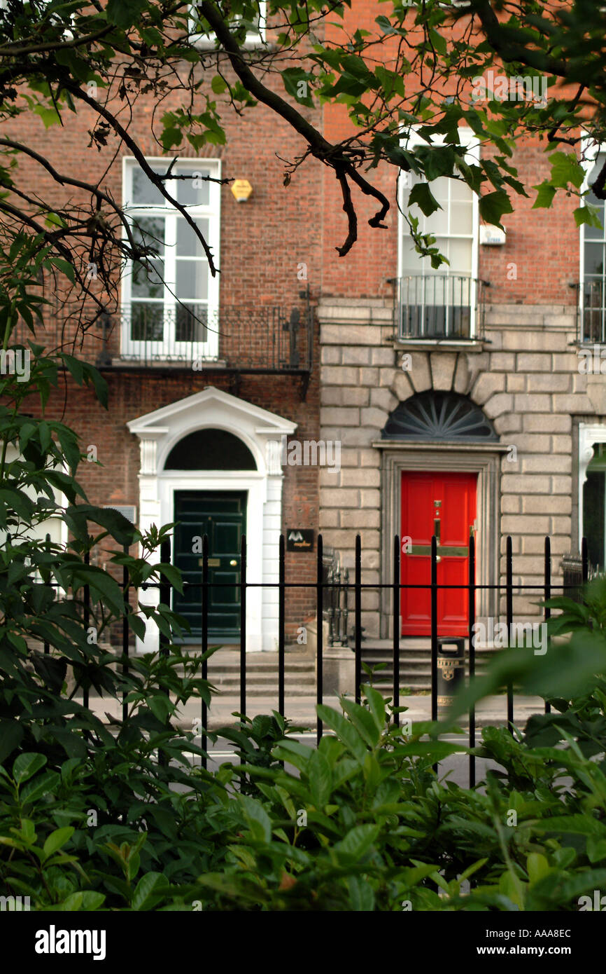 Merrion Square Dublin capital city southern Ireland Europe colourful front doors Stock Photo