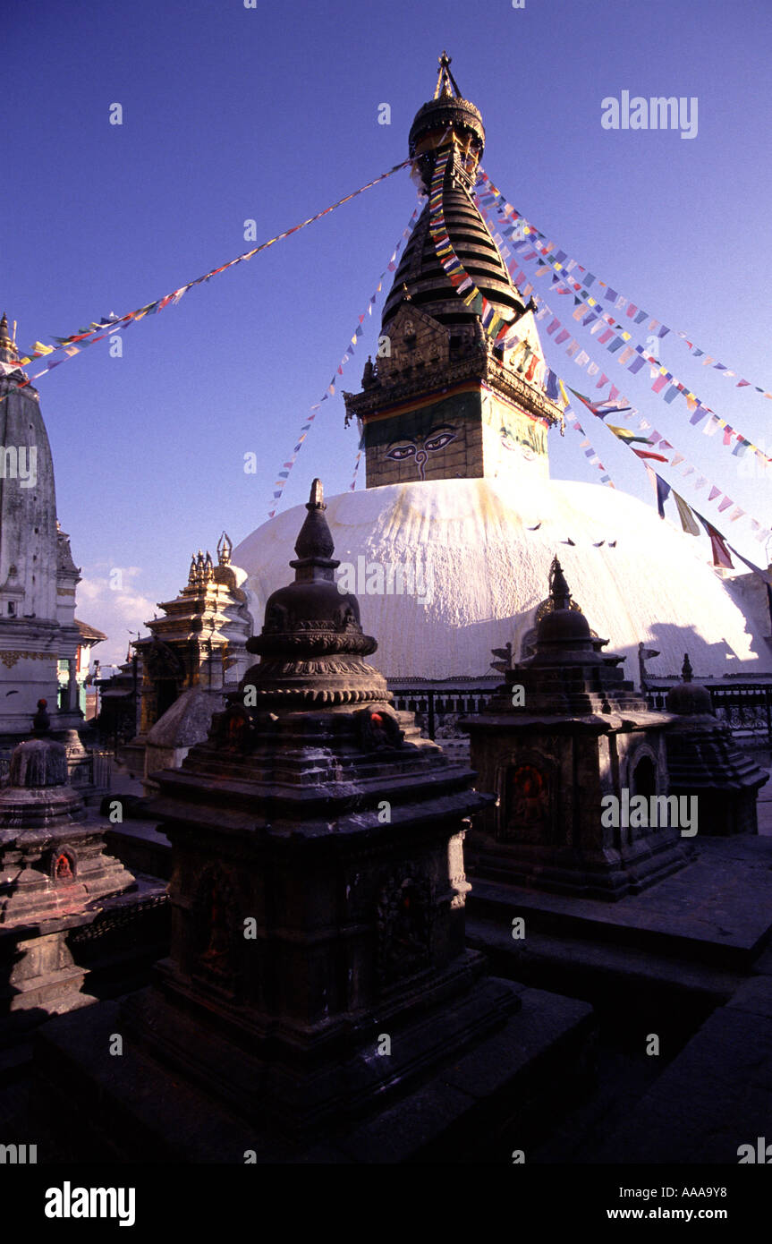 Stupa at Swayambhunath Monkey Temple in Kathmandu Nepal Stock Photo - Alamy