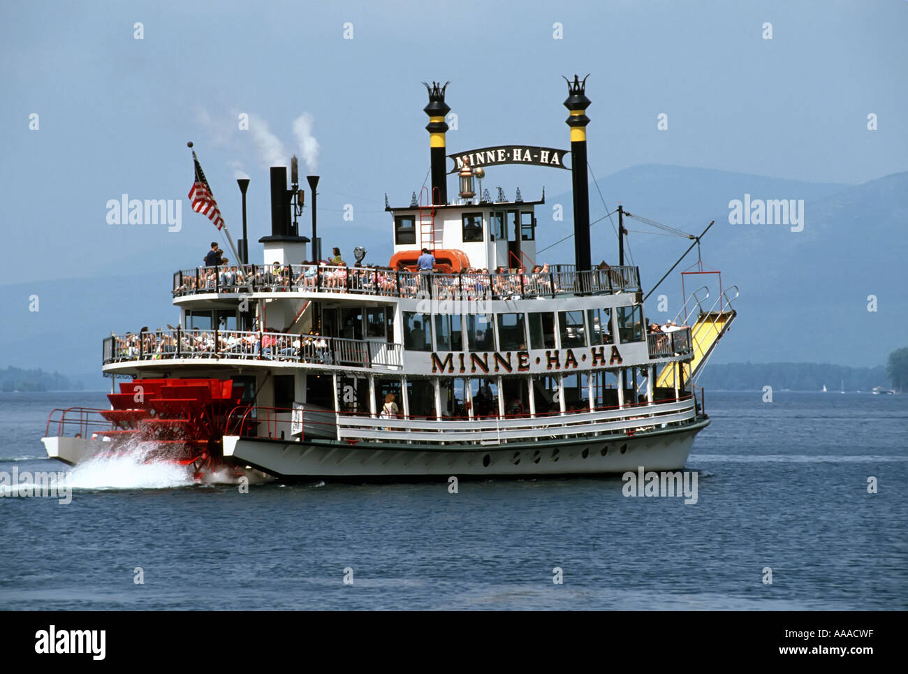 Minne Ha Ha tourist ship boat on the Lake George New York NY resort region Stock Photo