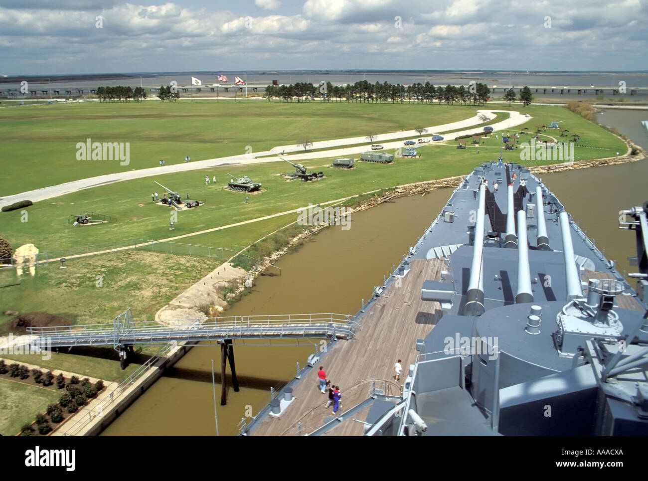 Naval war museum including the USS Alabama at Mobile Alabama AL on Mobile Bay Stock Photo