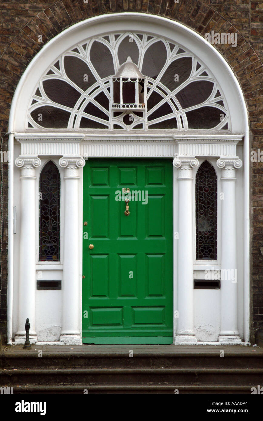 Green Door in Merrion Square Dublin Ireland Stock Photo