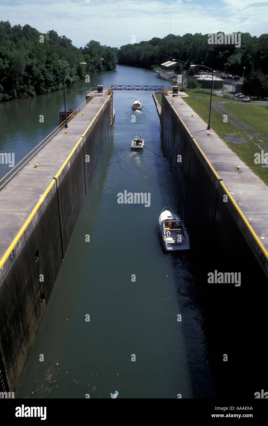 Seneca Falls New York locks for small boats on the Erie Canal Stock Photo