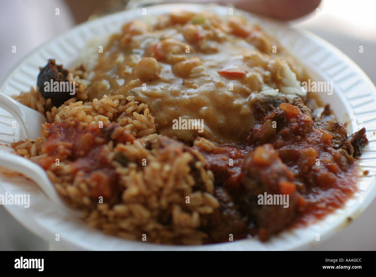 Florida, Zydeco Festival, Cajun food, rice, beans, Stock Photo