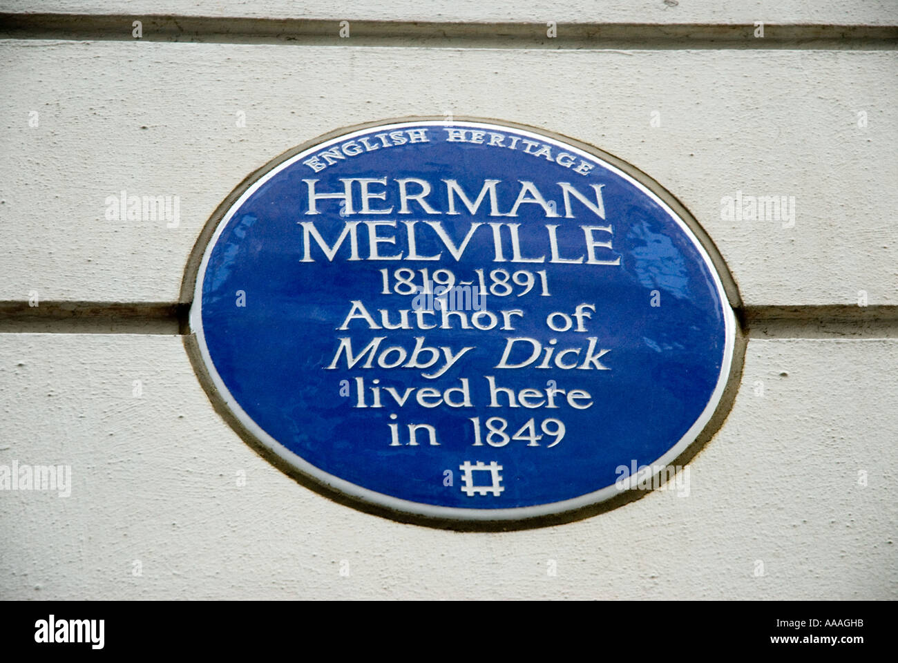 Herman Melville author lived here in Craven street placard London England Stock Photo