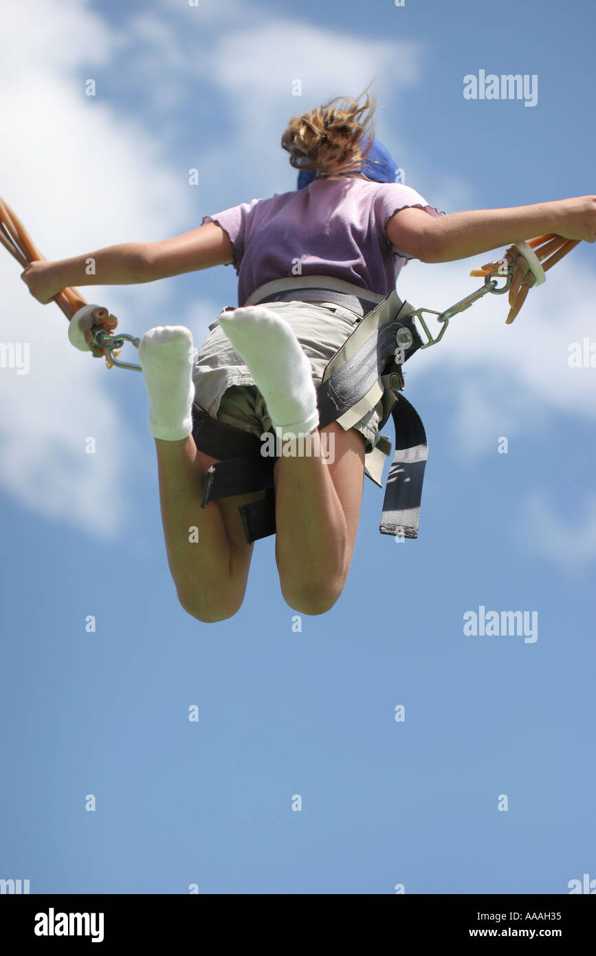 Florida, bungee safety harness, trampoline, gymnastics, jumping Stock