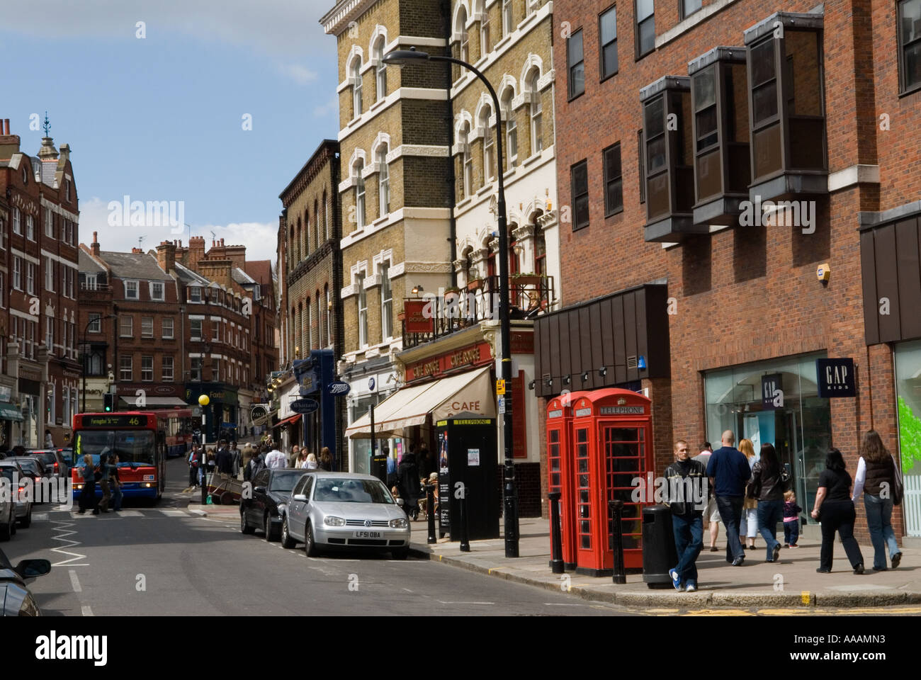 Hampstead. High street, Hampstead village. London NW3. England HOMER