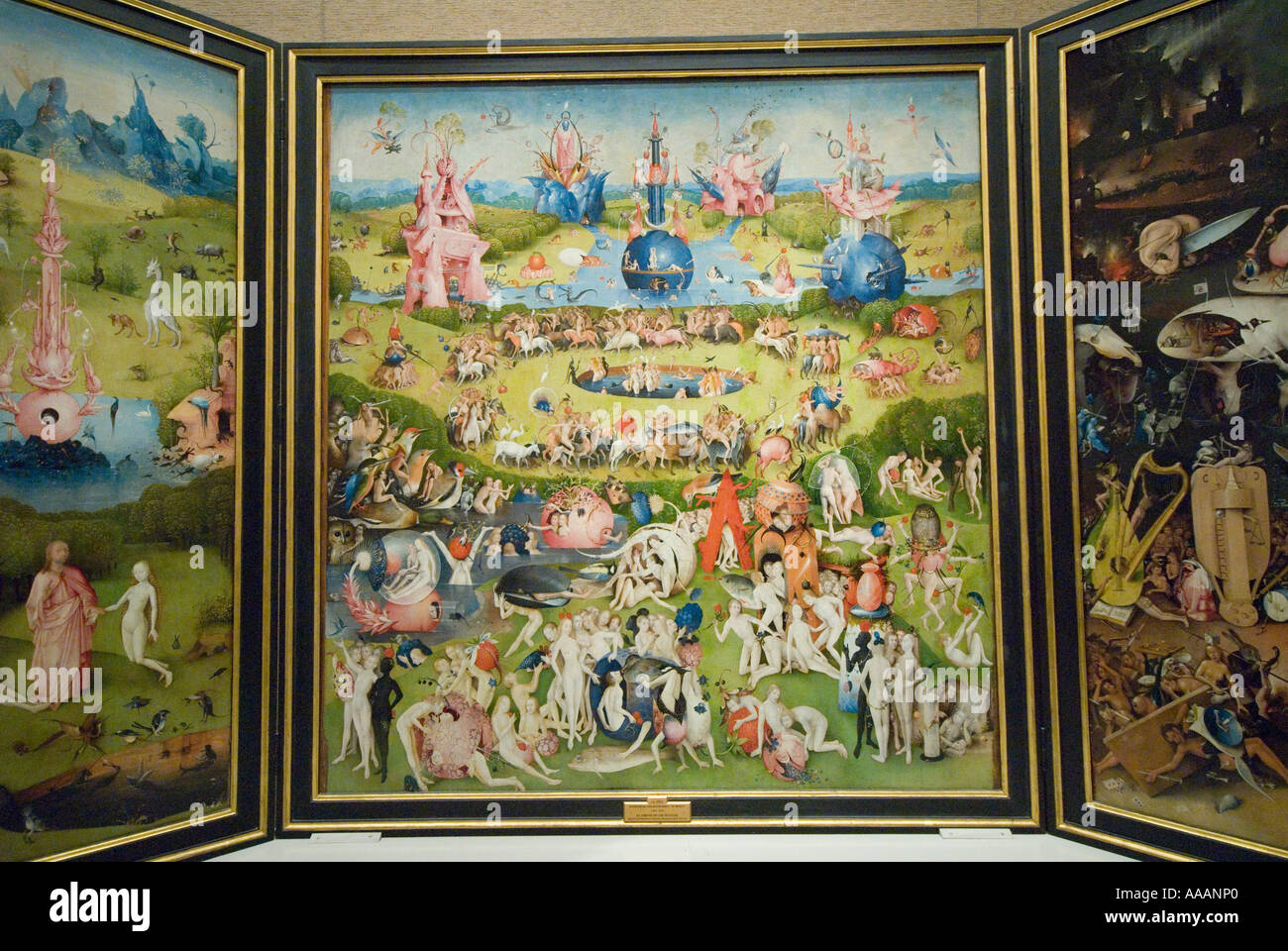 The Garden of Earthly Delights painting by Hieronymous Bosch Prado Museum Stock Photo