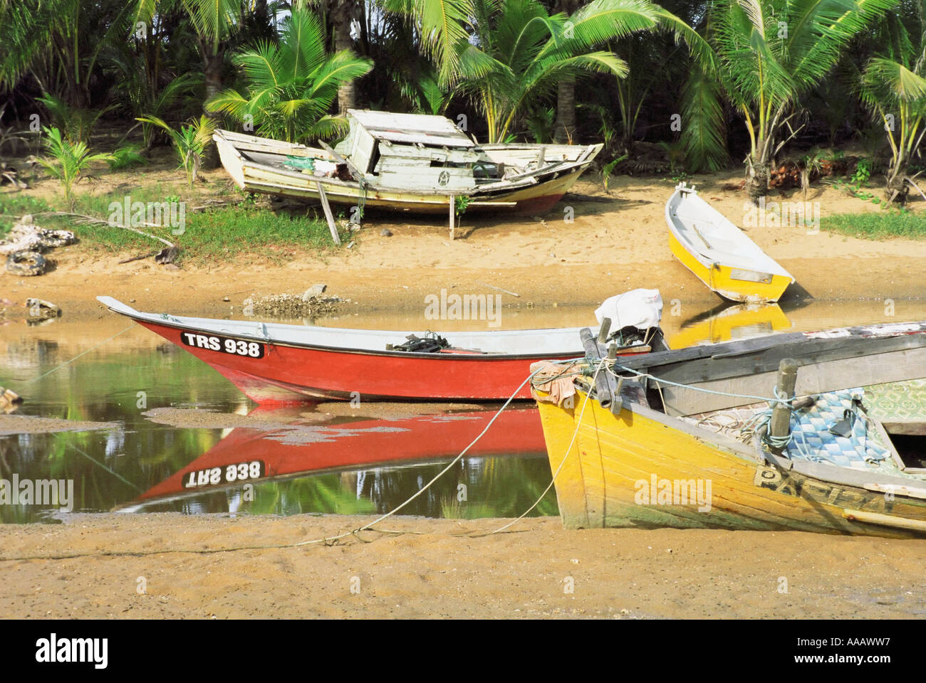 Beached Fishing Boats Stock Photo