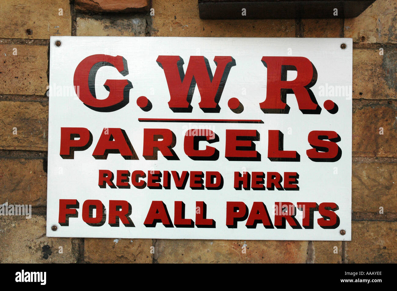 G.W.R parcels received here for all parts sign Stock Photo