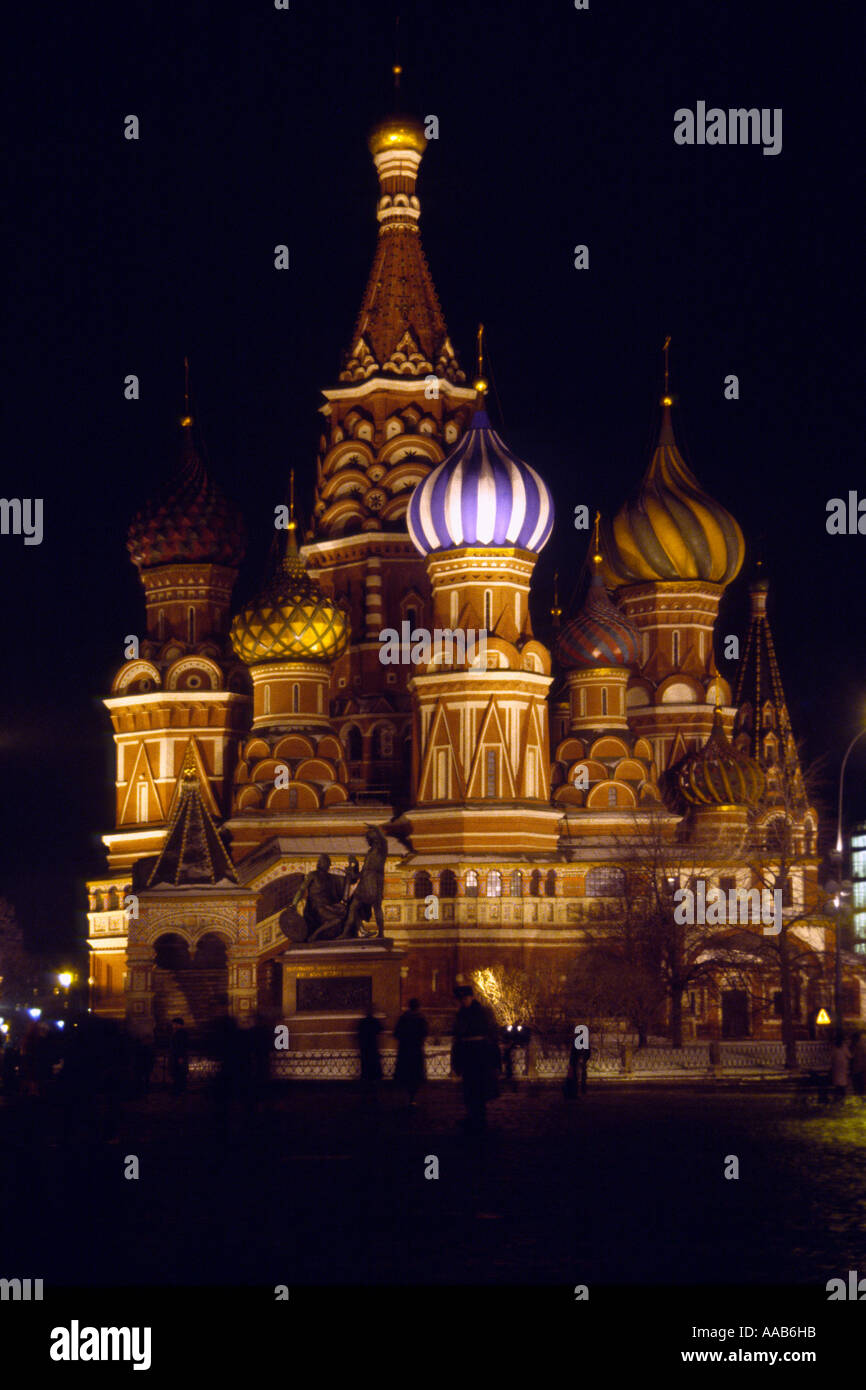 Night view of St Basil's Cathedral, Red Square, Moscow Stock Photo