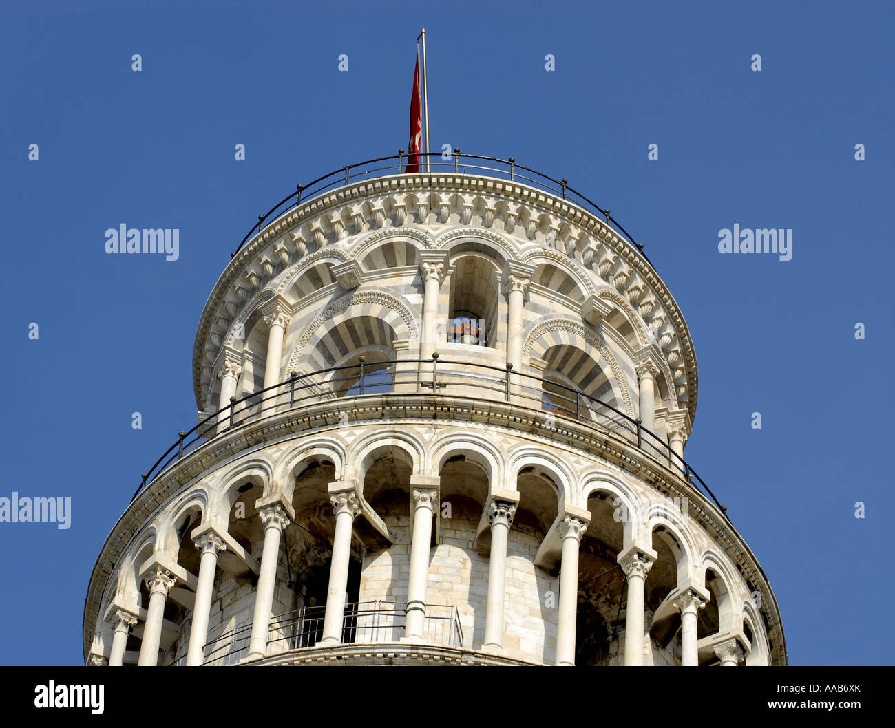 Top of the Leaning Tower Of  Pisa. Italy. April 2007 Stock Photo