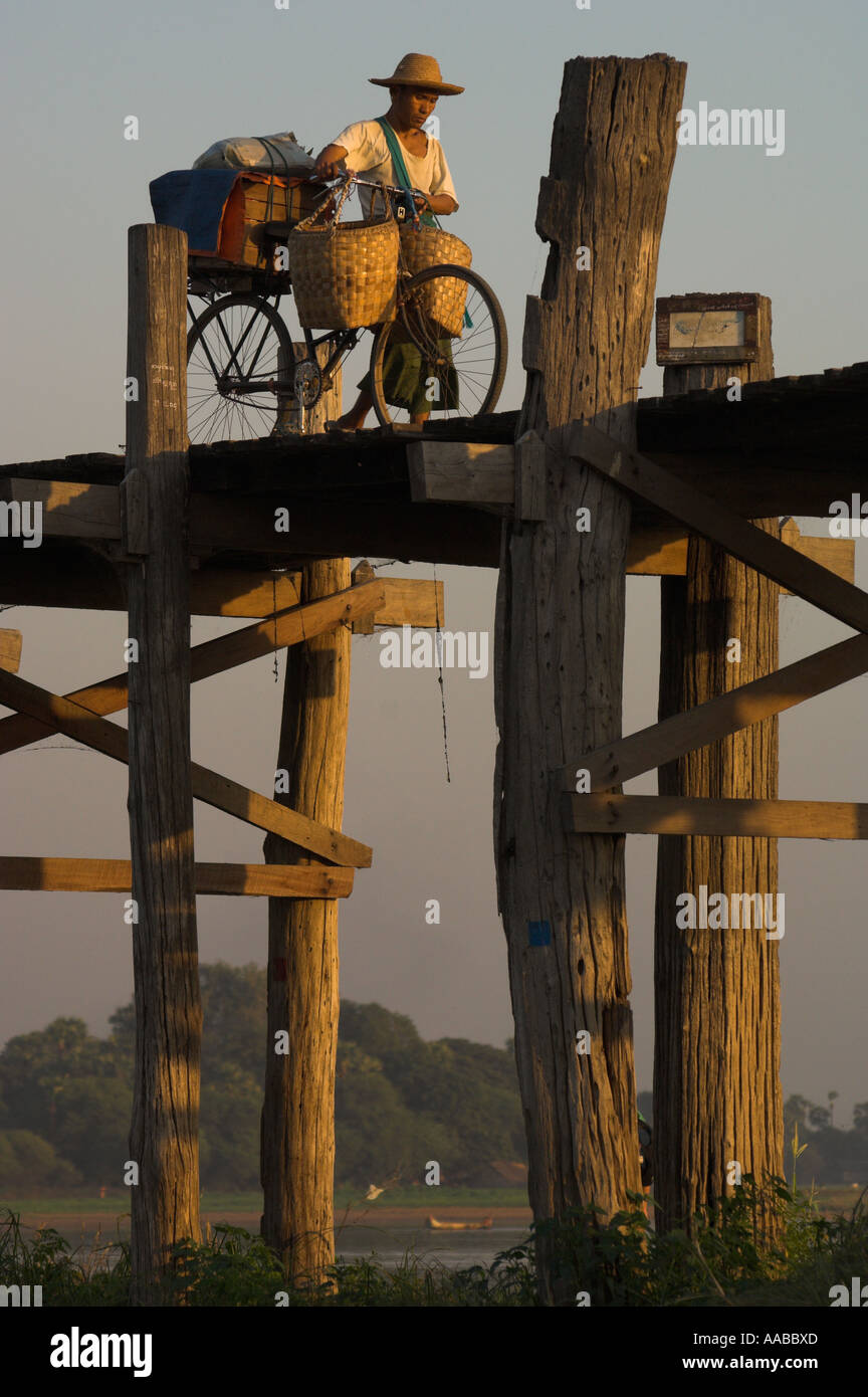 Burma bridge u bein bicycle hi-res stock photography and images - Alamy