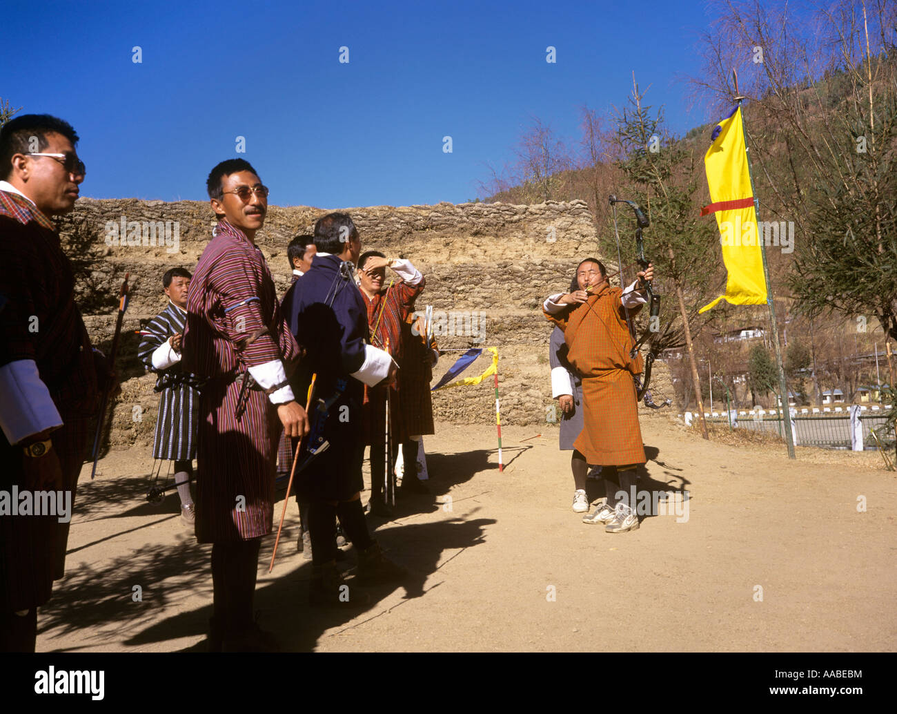 Bhutan Thimpu Archery competition Stock Photo Alamy