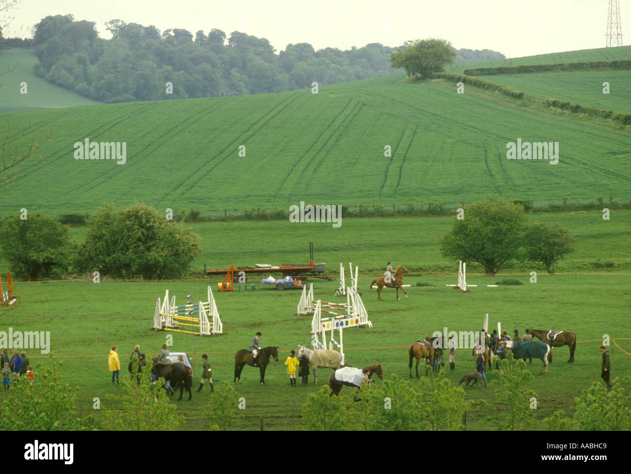 Pony club a small local children's  gymkhana Buckinghamshire UK 1980s circa 1985 HOMER SYKES Stock Photo