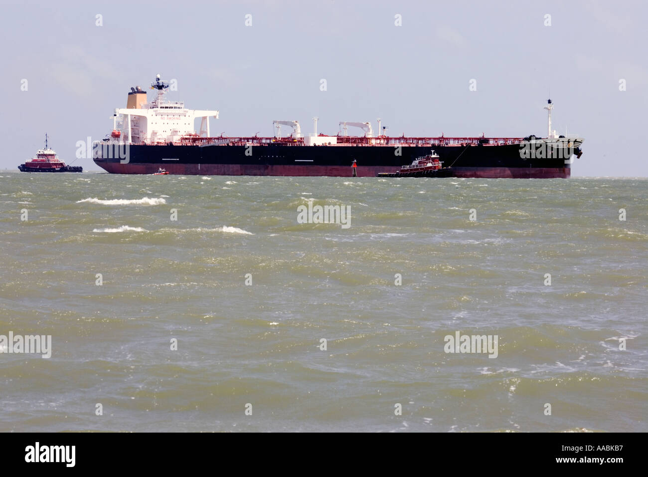 Oil tanker on the Atlantic Ocean arriving to Corpus Christi Texas Stock