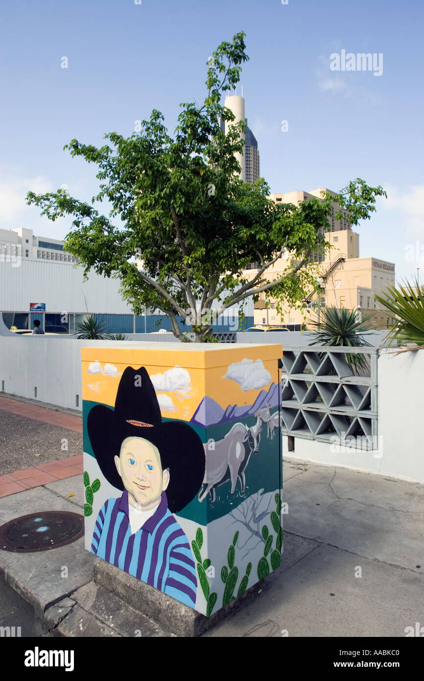 Painted traffic box in downtown Corpus Christi Texas Stock Photo