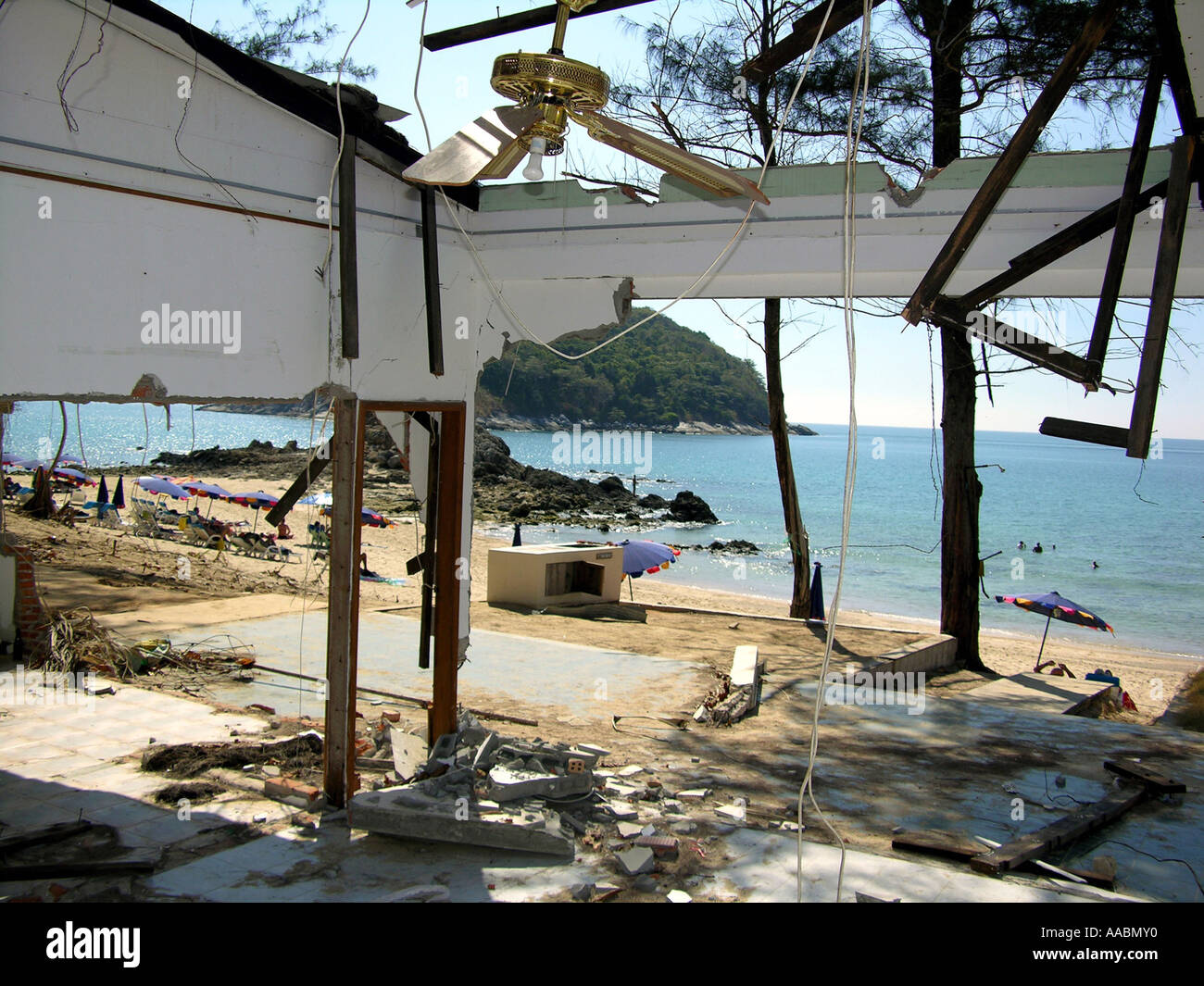 House in Thailand, destroyed by Tsunami Stock Photo