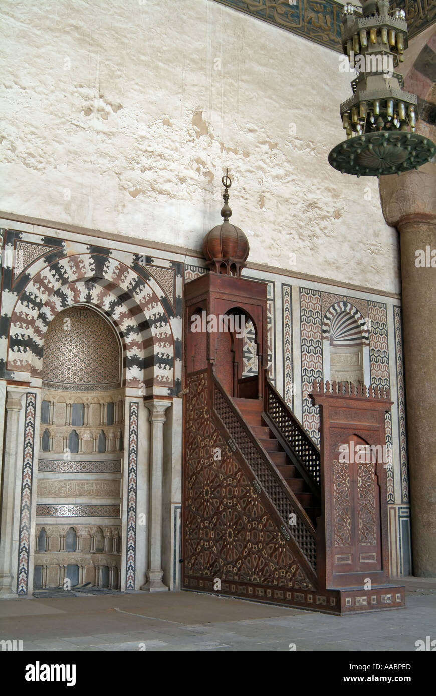 Mihrab and pulpit, Al-Nasir Muhammed Mosque, Citadel, Cairo, Egypt Stock Photo