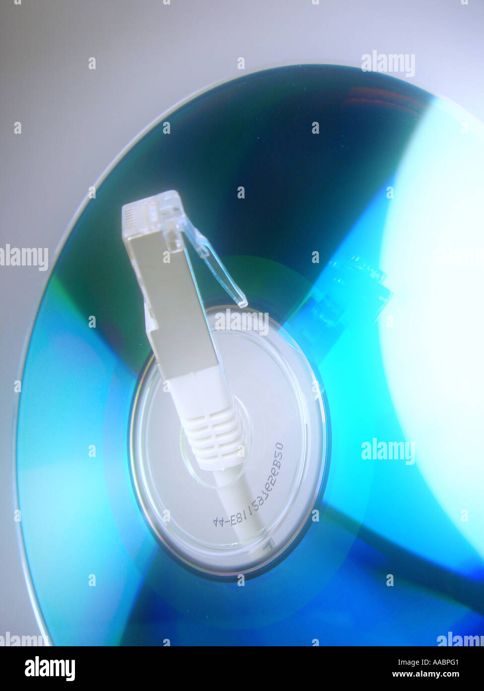 data medium with network connector Stock Photo