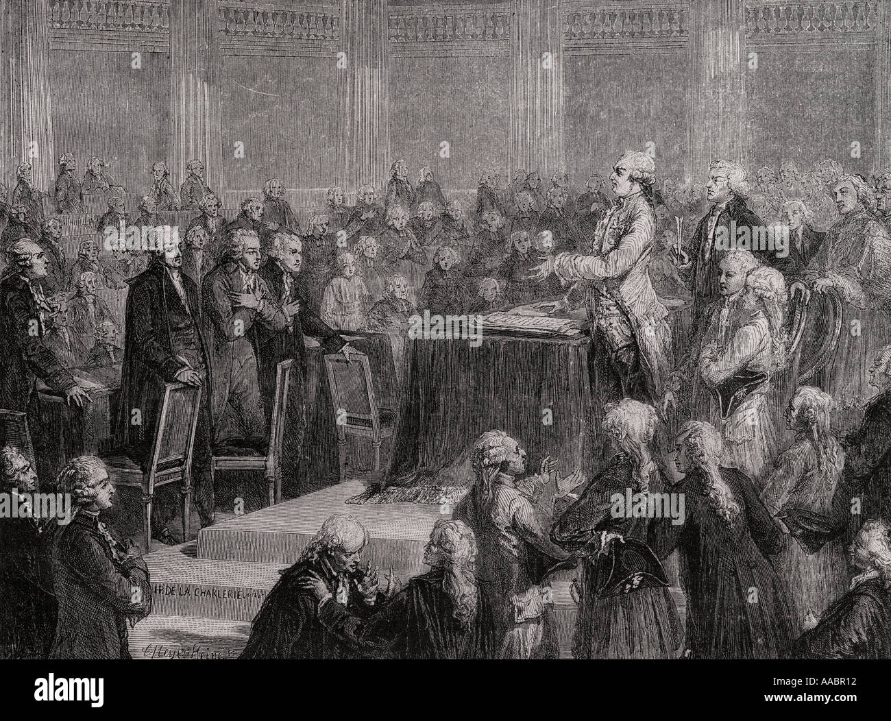 The King accepts and swears to the constitution, 14 September, 1791. Louis XVI, 1754 - 1793.  King of France. Stock Photo
