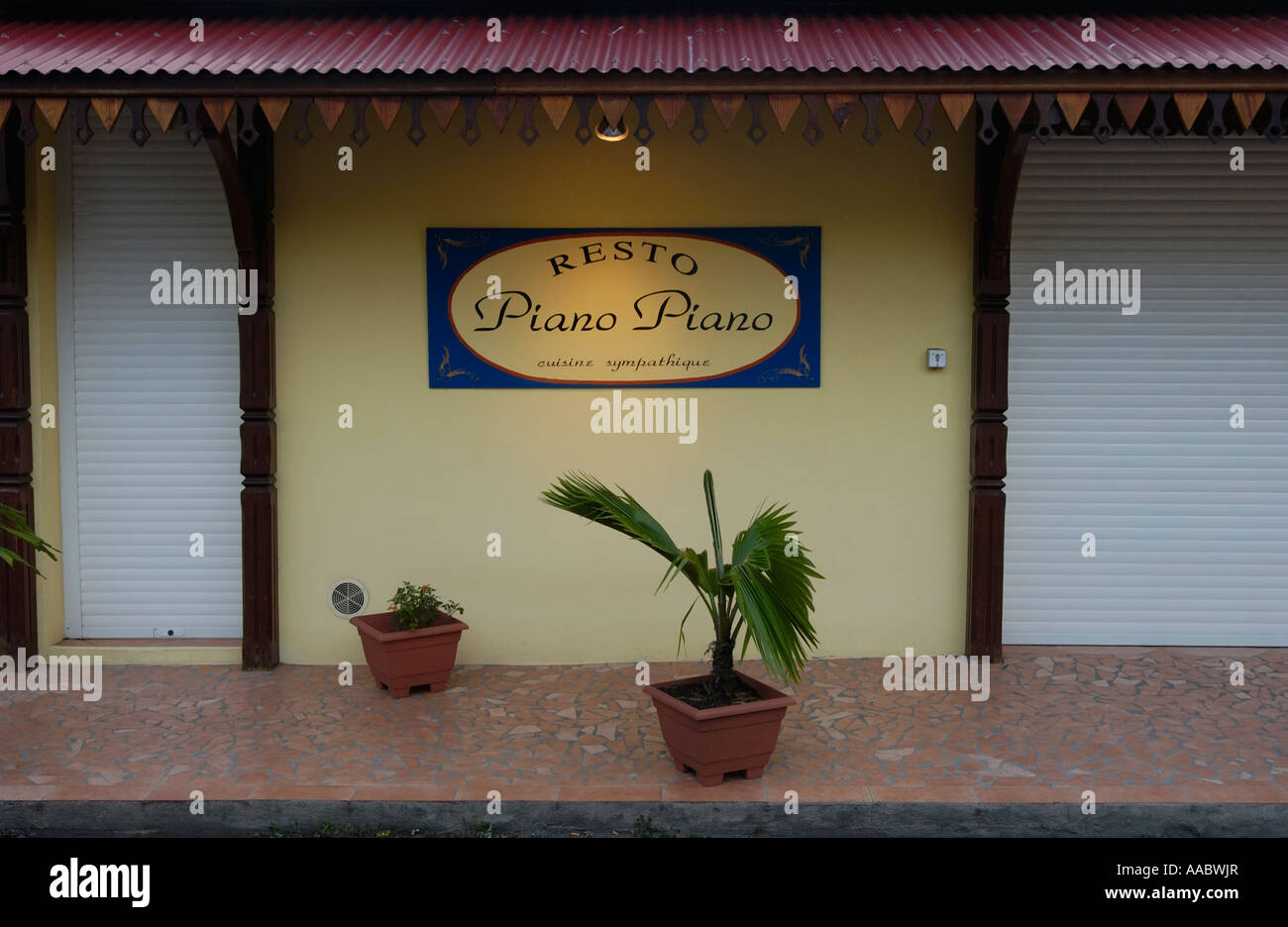 The Piano Piano restaurant in Deshaies, Guadeloupe FR Stock Photo