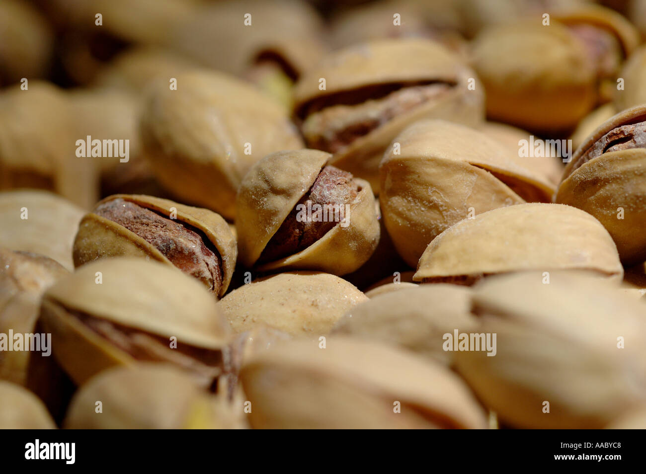 Commercially prepared pistachios in shells Stock Photo