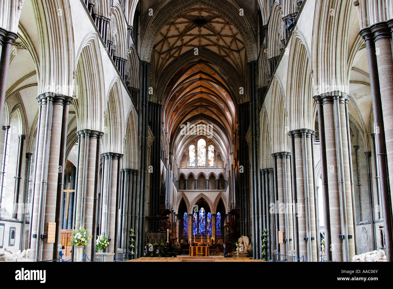 Interior of Salisbuy Cathedral home to one of the four remaining copies of the Magna Carta Stock Photo
