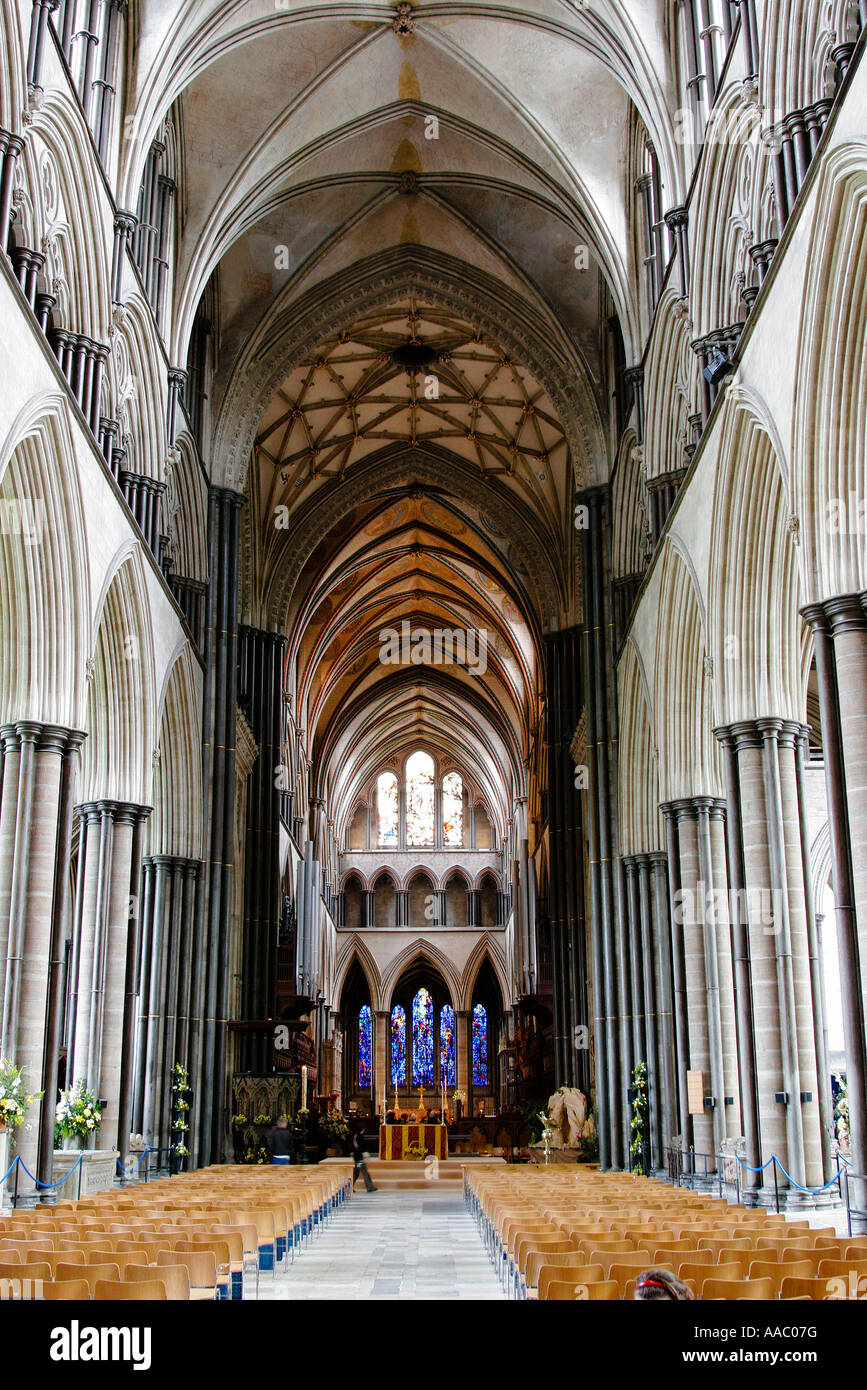 Interior of Salisbuy Cathedral home to one of the four remaining copies of the Magna Carta Stock Photo