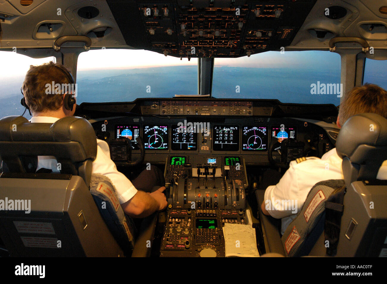In cockpit of a MD 11 Stock Photo