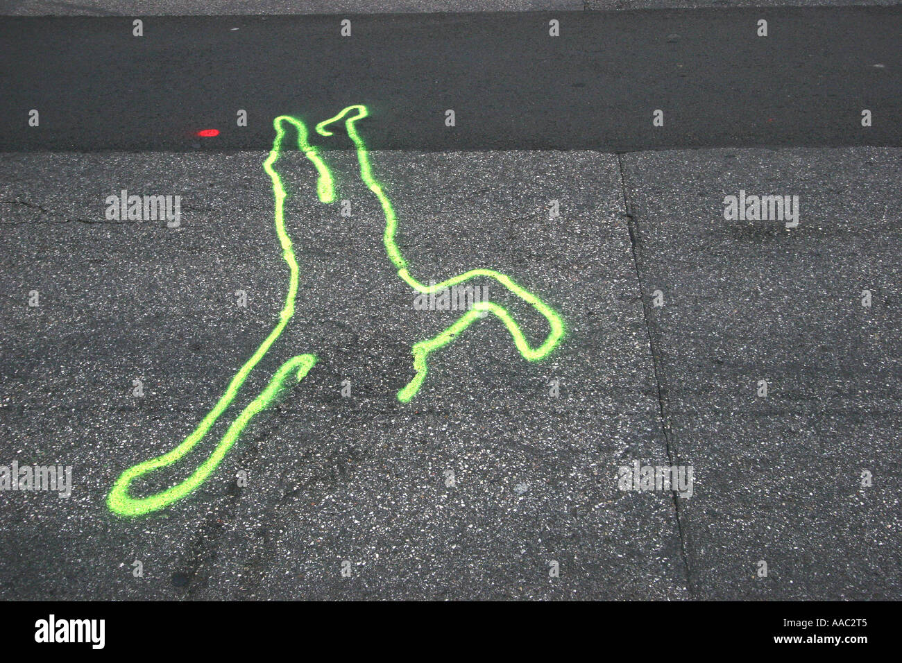Figure drawn on the road after lethal accident Stock Photo