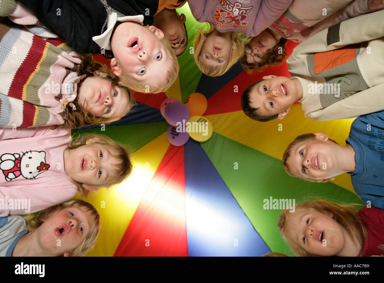 Children being astonished in a nursery school Stock Photo