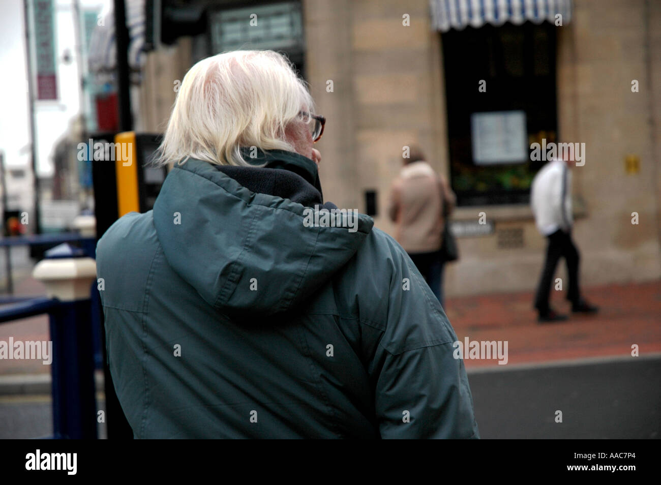 White haired man Stock Photo