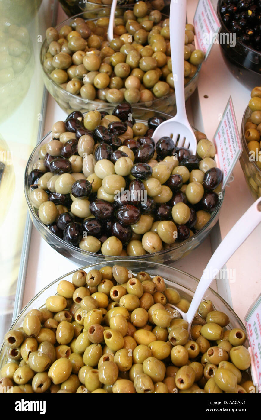 preserved olives Stock Photo