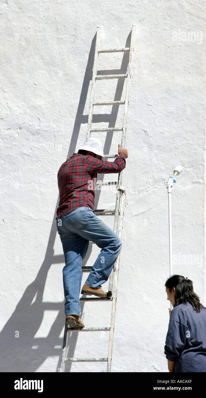 painter on the ladder Stock Photo - Alamy